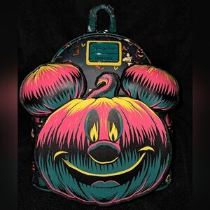 Colorful Mickey Pumpkin GITD Loungefly Mini Backpack